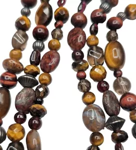 Carolyn Pollack Sterling Silver Tiger Eye Jasper Smoky Quartz Beaded Necklace - Picture 1 of 8
