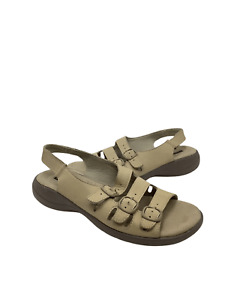 Clarks Collection Saylie Quartz Beige Strappy Adjustable Sandals Womens Size 7