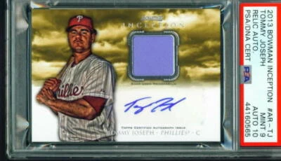 2013 Bowman Inception Relic Autograph TOMMY JOSEPH Phillies rc  PSA 10/9 - Pop 1 - Image 1 of 2