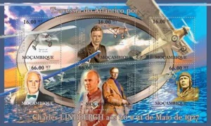 CHARLES LINDBERGH Spirit of St Louis Aircraft Stamp Sheet (2012 Mozambique) - Picture 1 of 1