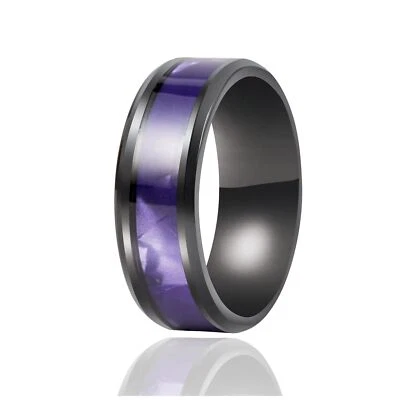 Moda para Niño para Hombre Mujer Incrustaciones Púrpura Acero Inoxidable Negro Anillo Paty Regalo Foto 1 de 4