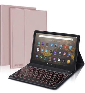 Keyboard Case for Kindle Fire HD 10/HD 10 Plus Tablet (11th Rose Gold - Picture 1 of 7
