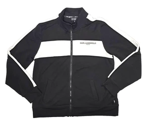 Karl Lagerfeld Paris Women's Black & White Full Zip Athletic Jacket Size Large - Picture 1 of 9