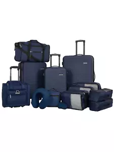 14-Piece Hard and Soft-Side Travel Value Luggage Set - Navy - Picture 1 of 12