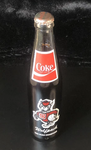 NC State Wolfpack Basketball - 1983 NCAA Champions Glass Coke Bottle Vintage Cover