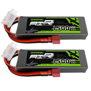2X OVONIC 2S LiPo Akkus 7.4V 1500mAh 50C T Für RC Auto 1/16 1/14 crawler Boot - Bild 1 von 6