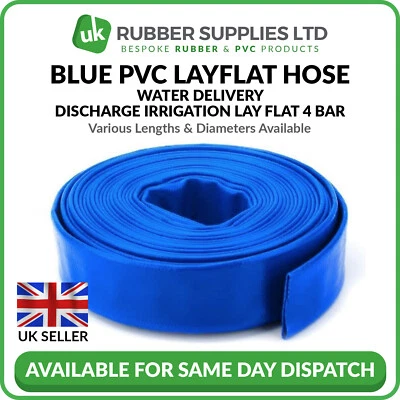 "Blau PVC Layflat Schlauch Wasserablaufpumpe Lieferung 4 BAR 1"" 11/4"" 1 1/2"" 2"" 3"