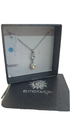 Collana Argento Con Pendente A Due Zirconi Multicolor. Le Meraviglie - Immagine 1 di 4