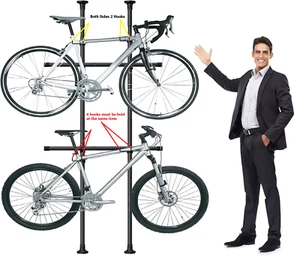 Bike vertical Storage Rack 100Lb capacity Tension pole 10' high for garage, room - Picture 1 of 8