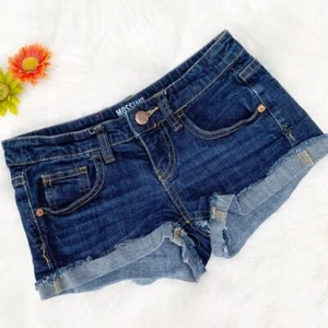 Mossimo Cuffed Denim Jean Shorts Damaged Crafts Fabric - Picture 1 of 8