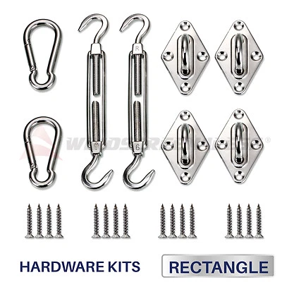 6 8 in Square Triangle Sun Shade Sail Stainless Steel Hardware Installation Kit - Image 1 of 4