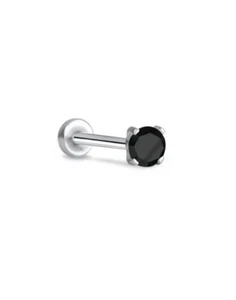 Threadless Labret Push Pin Nose Ring Steel Helix Stud 2.5mm Prong CZ 16G 18G 20G - Picture 1 of 14