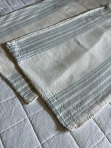 Pottery Barn Blue & Ivory Striped Lumbar 2- Pillow Covers Cotton Farmhouse 16x26 - Picture 1 of 9