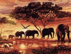 Paint by Numbers Kit - DIY Painting Kit - Gift Idea - African Sunset - 3 Sizes - Picture 1 of 4