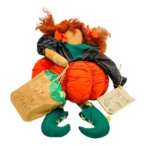 Attic Babies Halloween Pumpkin Patty Rag Doll Primitive Marty Maschino SIGNED - Picture 1 of 17