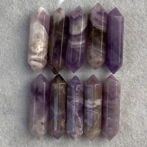 Varita de cristal de cuarzo obelisco amatista natural de ensueño doble punto de curación 10 un. - Imagen 1 de 7
