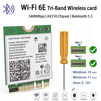 WAVLINK WiFi 6E Intel AX210 Tri-Band 5400Mbps 2.4GHz/5GHz/6GHz Wireless Card