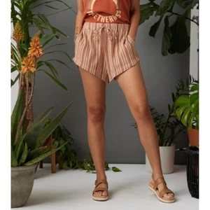 Natural by Known Supply Striped Shorts - Drawstring Waist Casual Comfy Size S - Picture 1 of 6