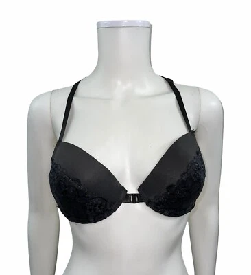 Sujetador acolchado True By Rue para mujer talla 36D negro de encaje con cierre frontal Foto 1 de 4