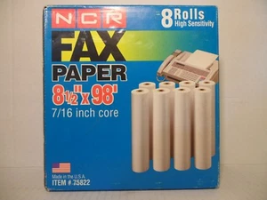 NCR 8 Fax Paper Rolls 8 1/2" X 98' High Sensitivity , 7/16" Core - Picture 1 of 9