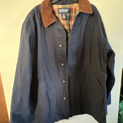 Vintage Navy Chore Jacket XL TALL 46-48 Barn Coat Lands End Flannel Corduroy Men - Image 1 of 4