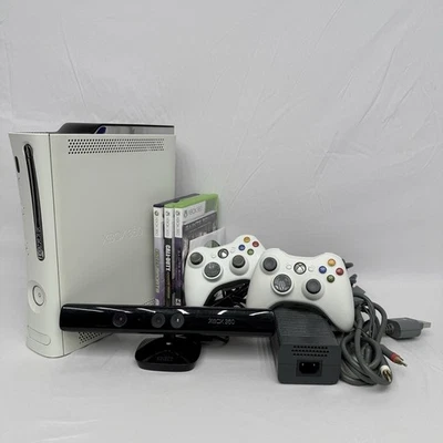 Microsoft Xbox 360 120gb White Console, 2 Controllers & 4 Games - Tested/Working - Image 1 of 4