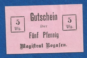 11 233 Notgeld Stadt  Rogasen (Rogoźno) 5 Pfg., ohne Datum (1917), Posen - Picture 1 of 2