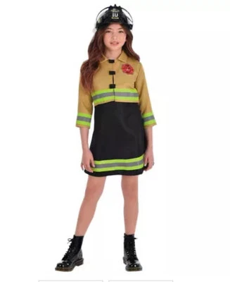 Lindo traje negro bombero niña disfraz elegante Halloween niño Foto 1 de 2
