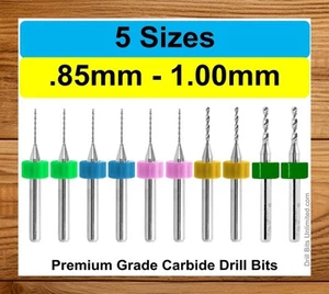 Micro Drill Set #65 #64 #63 #62 #61 2 Pieces Each 1/8" Shank Solid Carbide CNC - Picture 1 of 4