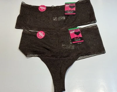 全新带标签 2 对 Maidenform Smooth It Out 丁字裤内裤 DMTSTG 尺寸 L 7 棕色 — 第 1/4 张图片