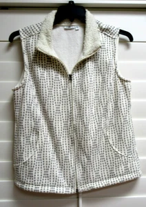 Ladies Medium Crofts&Barrow Vest White Gray Polka Dots Cotton/Polyester - Afbeelding 1 van 4