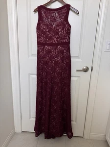 NW Nightway Burgundy Sequins Formal Evening Gown High Low Slight Flare Sz 6 - Picture 1 of 9