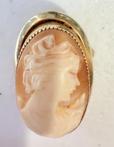 VINTAGE 1/20 12KGF CAMEO CATAMORE BROOCH PIN OVAL CARVED SHELL CAMEO - Picture 1 of 8