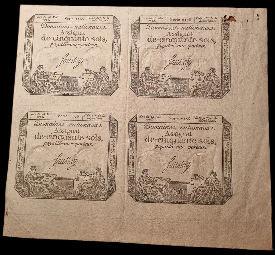 50 Sol Assignat Paper - image 1 of 1