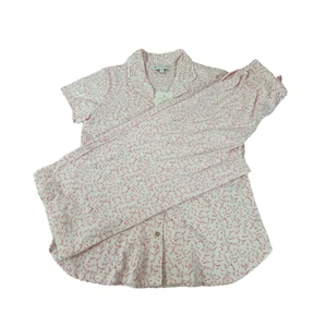 Eileen West Capri Pajama Set Top Bottom Sz S Womens Pink Floral Cotton - Picture 1 of 11