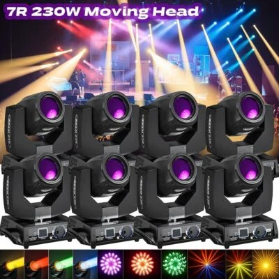 230W 7R Beam Bulb Gobo 8+16 Prism Moving Head DMX LED Stage Light Disco DJ Show - Image 1 of 4