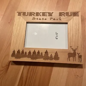 Turkey Run State Park Laser Engraved Wood Picture Frame Landscape Red 4x6 - Picture 1 of 3