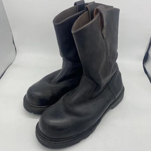 Chinook Wellington Dark Brown Leather Work Steel Toe Boots Size 13 - Picture 1 of 15
