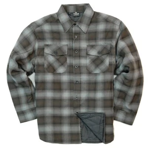 Chaqueta acolchada de franela a cuadros con cierre de botones marrón/gris A22 (S-5XL) YAGO para hombre - Imagen 1 de 3