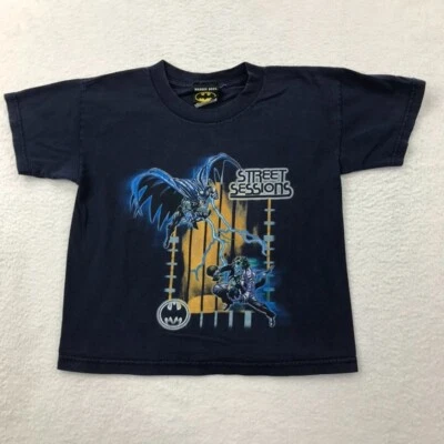 Vintage Y2K Batman Joker T Shirt Boys 7 Blue DC Comics 90s USA Boxy Crop Kids - Image 1 of 4