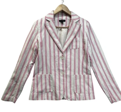 Blazer Willi Smith Mujer Mezcla de Lino Marfil Chaqueta a Rayas Trabajo Oficina Talla 6 Foto 1 de 4