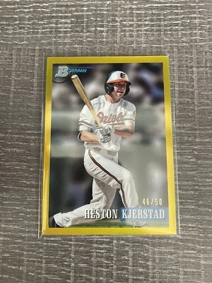 2021 Bowman Heritage Chrome Heston Kjerstad Gold Refractor /50 Card #140 - Image 1 of 2