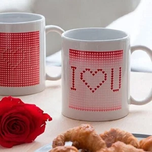 Keramik Magisch Becher I Love Du Tasse Kaffee Tee Valentin Geschenk Wärme - Picture 1 of 5
