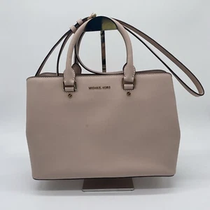 Michael Kors Savannah Large Saffiano Leather Satchel Handbag Purse Zip Top Pink - Picture 1 of 17