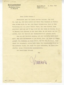 42977 - Linnarz, Viktor (1897-1979). Generalleutnant. Eigenh. Unterschrift - Bild 1 von 2