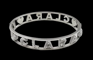 BRACCIALE DA DONNA RIGIDO CON NOME CLARA IN ACCIAIO INOX ZIRCONI - Foto 1 di 3