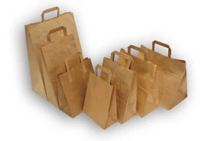 1000 St. Papiertragetaschen 32x20x25cm braun Tragetaschen mit extra großem Bode - Bild 1 von 2