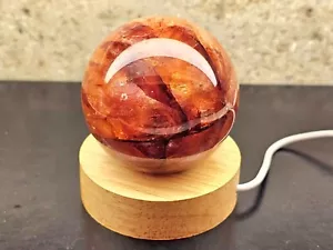 Bola esfera cristal hematoide cuarzo fuego calidad superior 66 mm con soporte de luz - Imagen 1 de 5