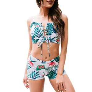Bikini-High Waist Tankini Bathing Suit Strap Swimsuit Set for Women Girl Teen - Picture 1 of 12