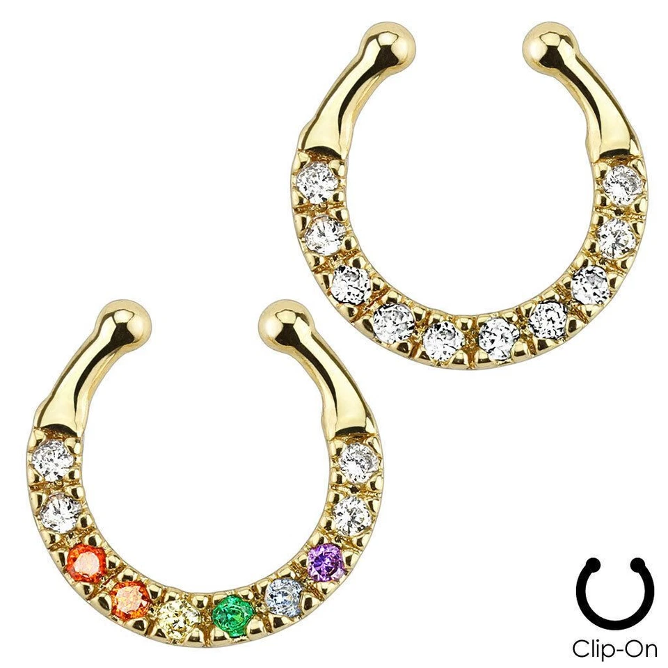 Clip en falso tabique clicker no perforador enchapado en oro nariz anillo aro indio Foto 1 de 1